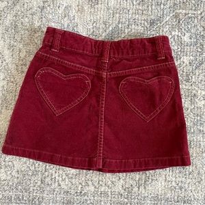 Mini Boden red heart pocket corduroy mini skirt
